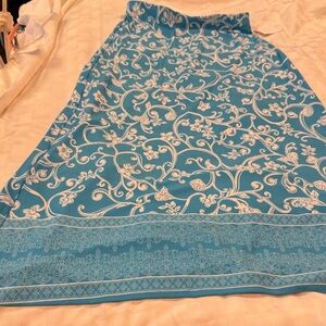 Blue and White Floral Maxi Skirt